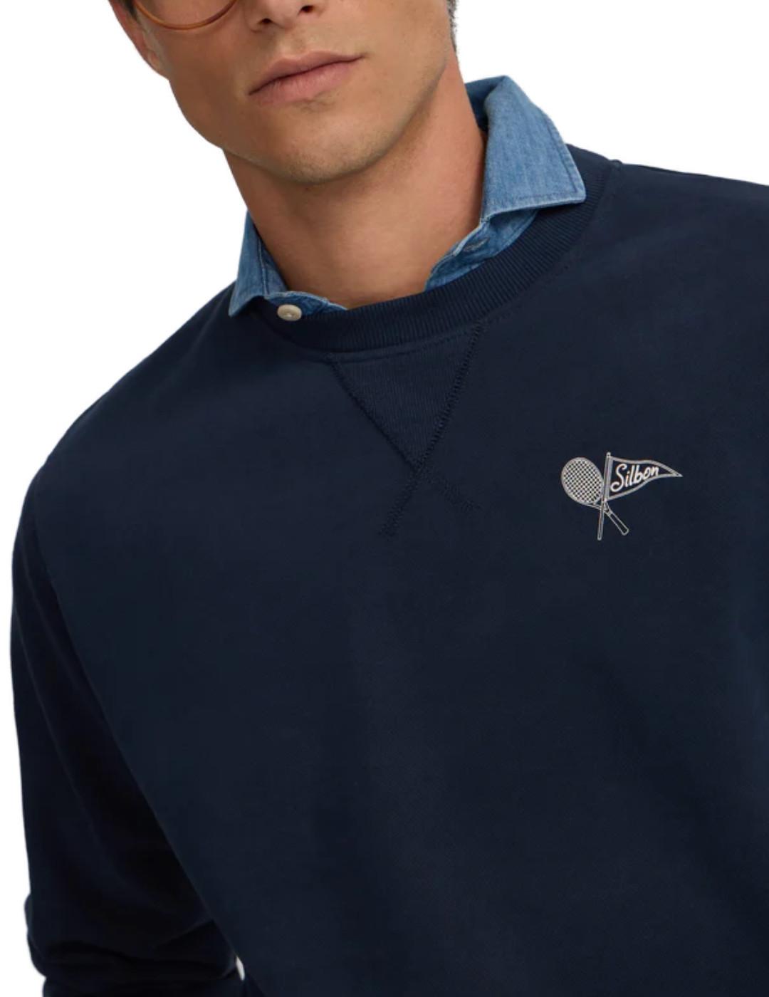 Sudadera Silbon athletic deportiva con print marino hombre