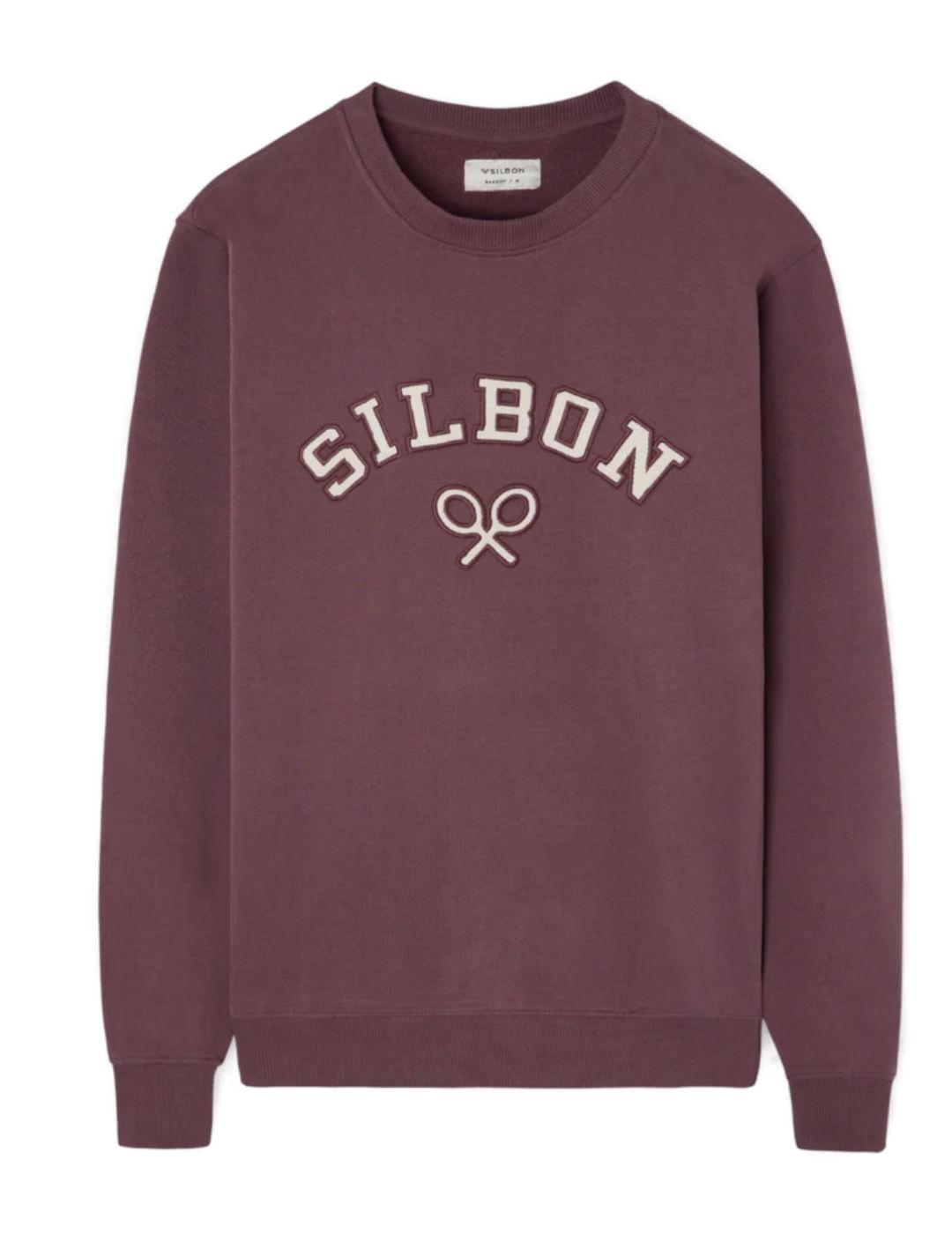 Sudadera Silbon Raqueta burdeos logo en pana para hombre
