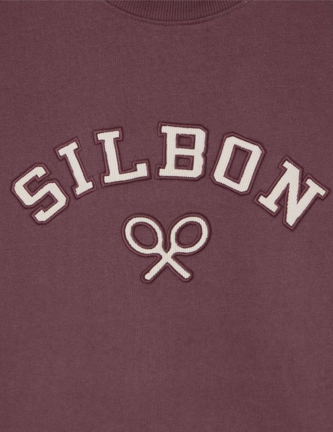 Sudadera Silbon Raqueta burdeos logo en pana para hombre
