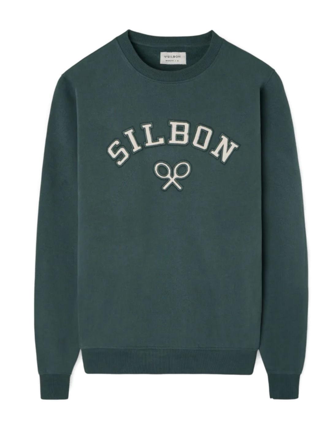 Sudadera Silbon Raqueta verde logo en pana para hombre