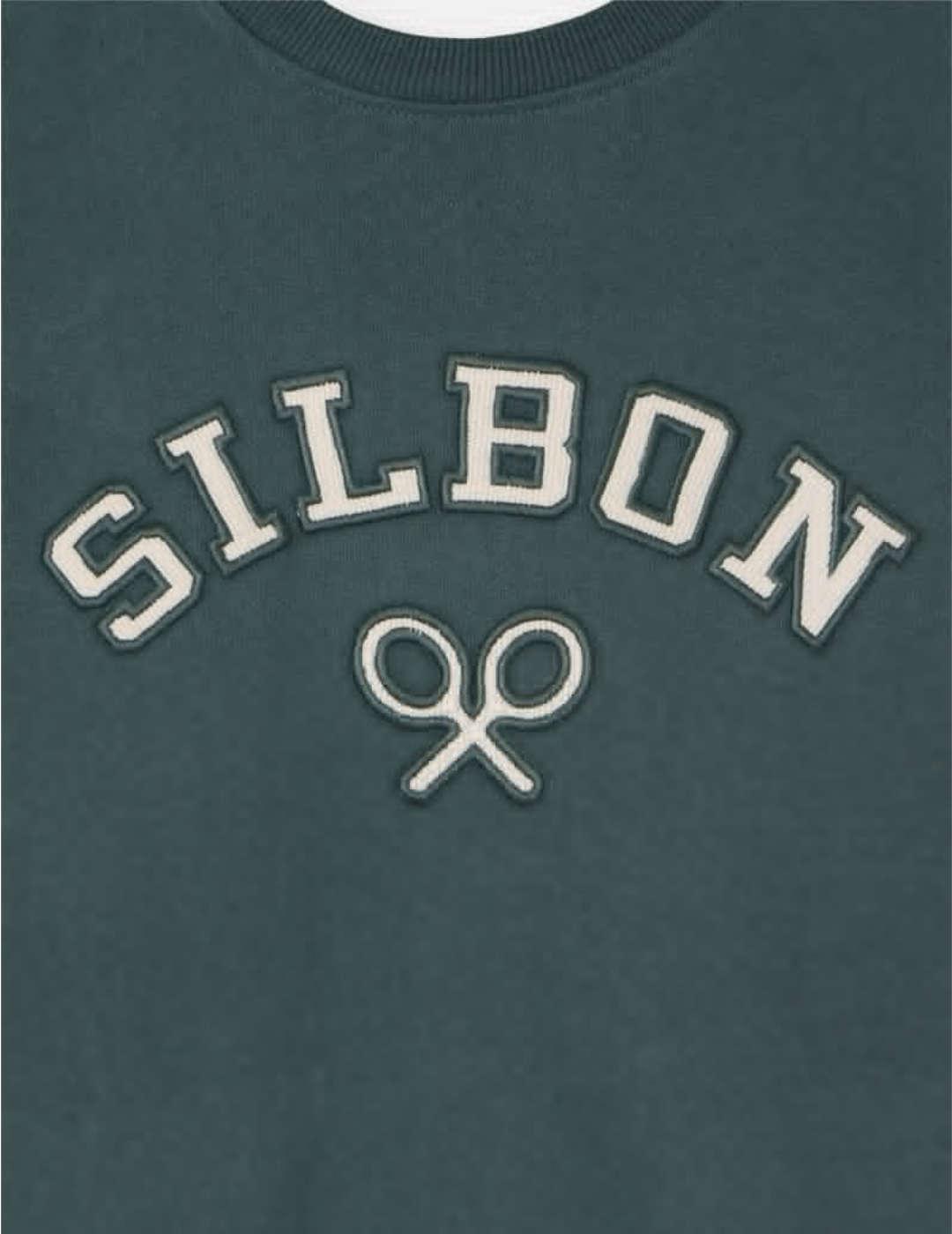 Sudadera Silbon Raqueta verde logo en pana para hombre