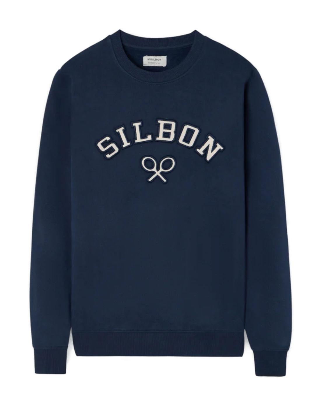 Sudadera Silbon con letras y logo en pana marino de hombre