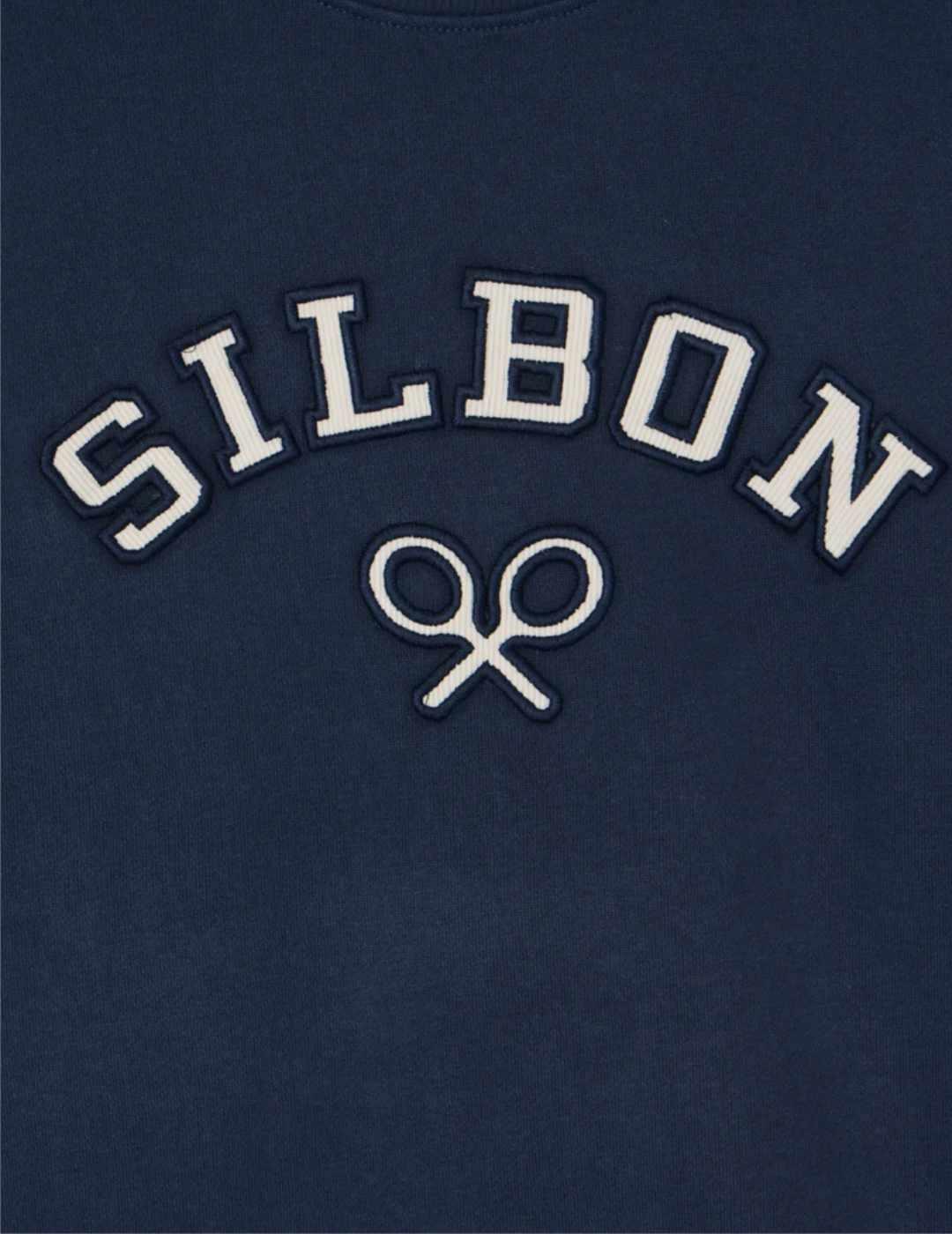 Sudadera Silbon con letras y logo en pana marino de hombre