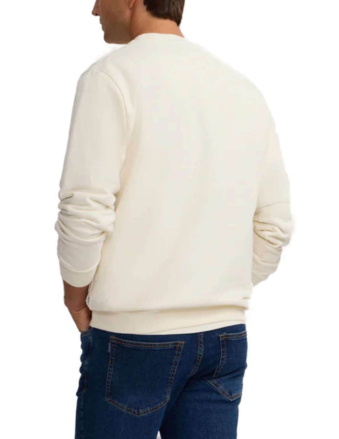 Sudadera Silbon flock  crema letras a contraste para hombre