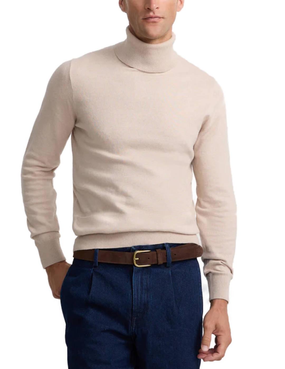 Jersey Silbon Clasic beige con cuello vuelto para hombre