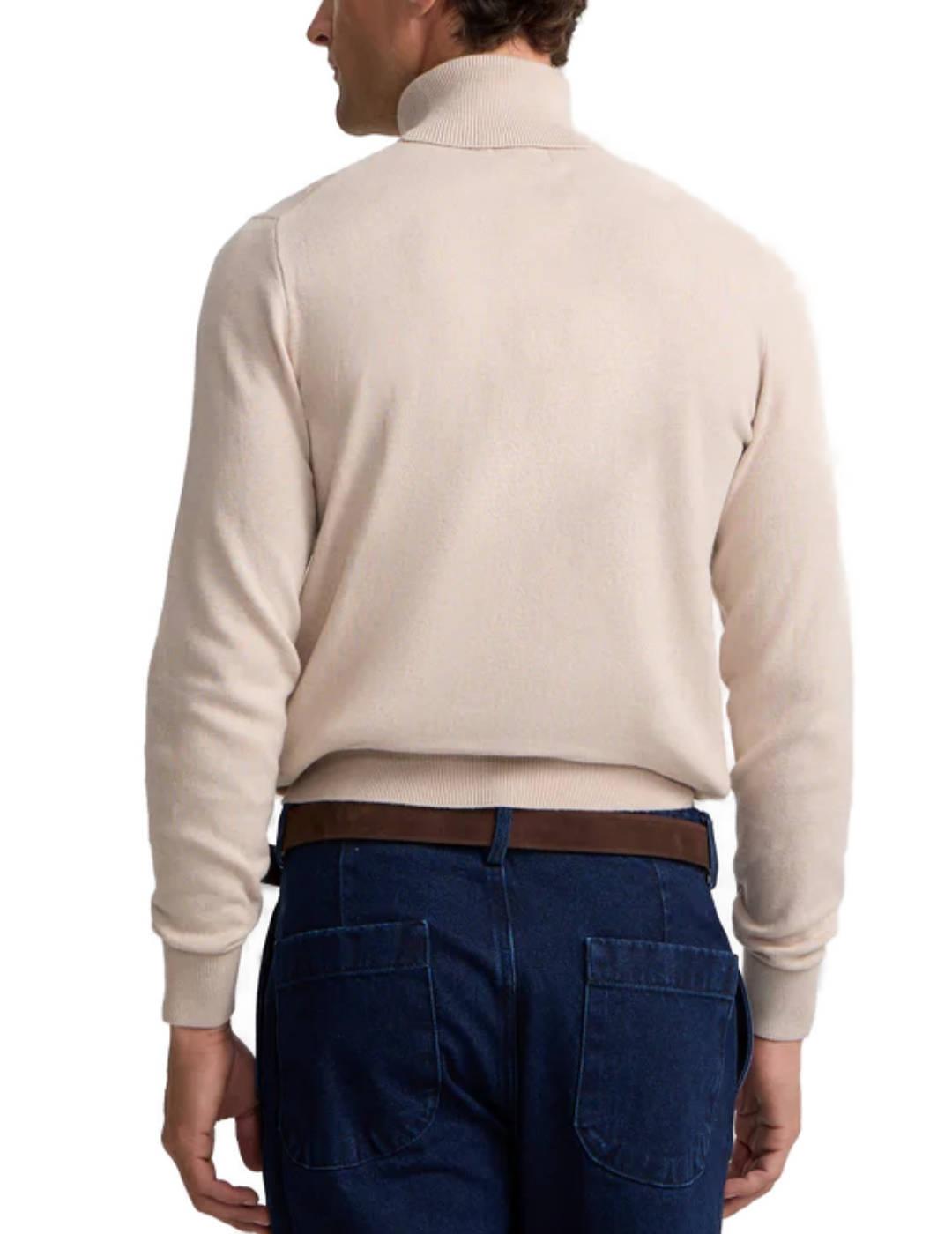 Jersey Silbon Clasic beige con cuello vuelto para hombre