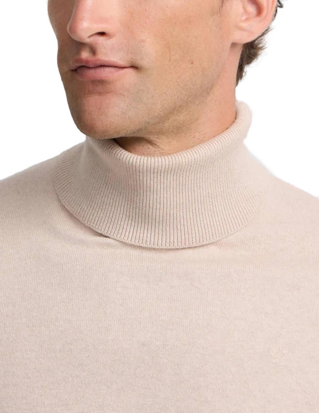 Jersey Silbon Clasic beige con cuello vuelto para hombre