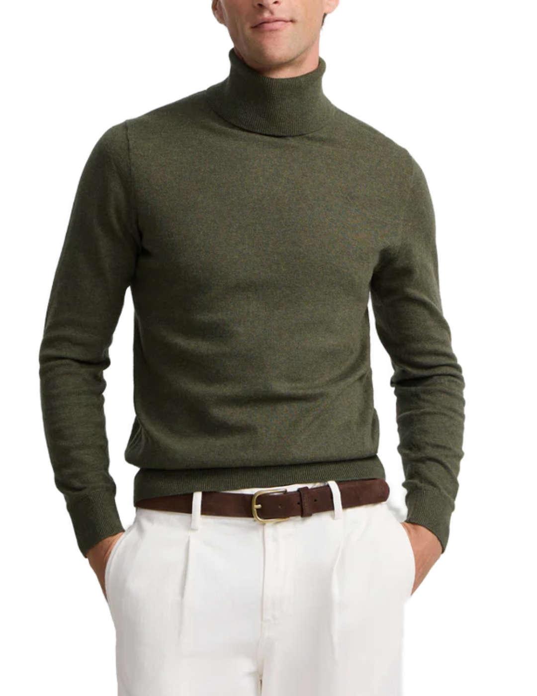 Jersey Silbon Clasics verde oscuro cuello vuelto para hombre