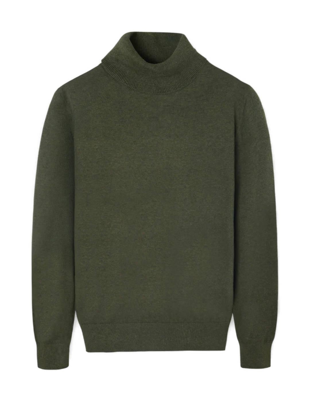 Jersey Silbon Clasics verde oscuro cuello vuelto para hombre