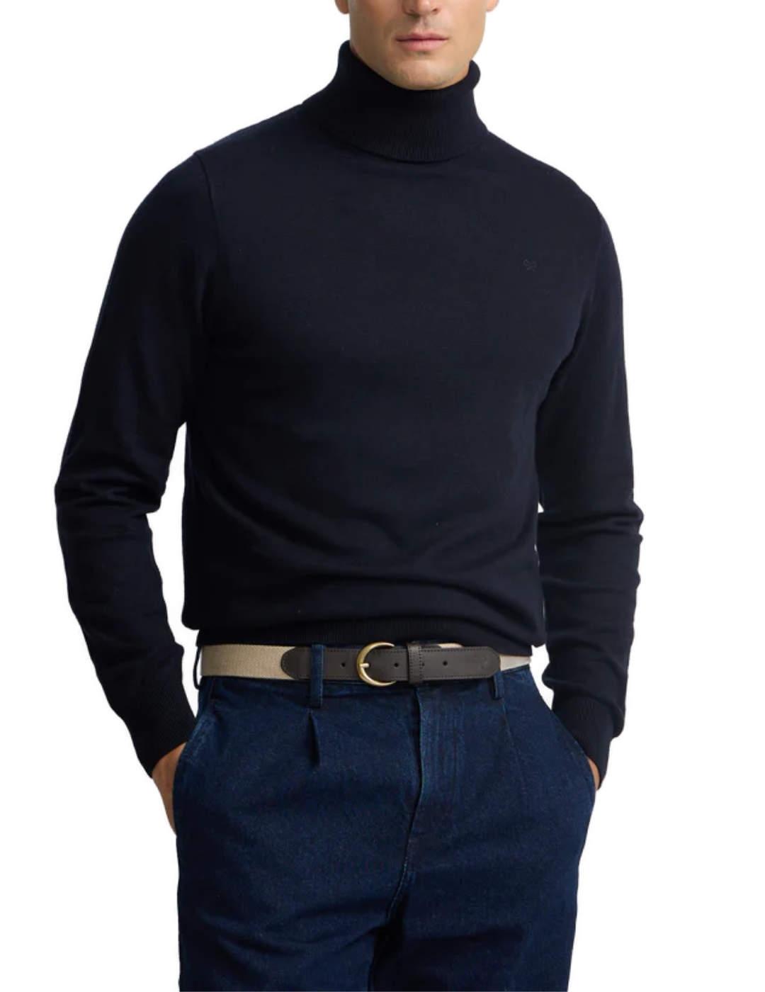 Jersey Silbon Classic azul marino cuello vuelto para hombre