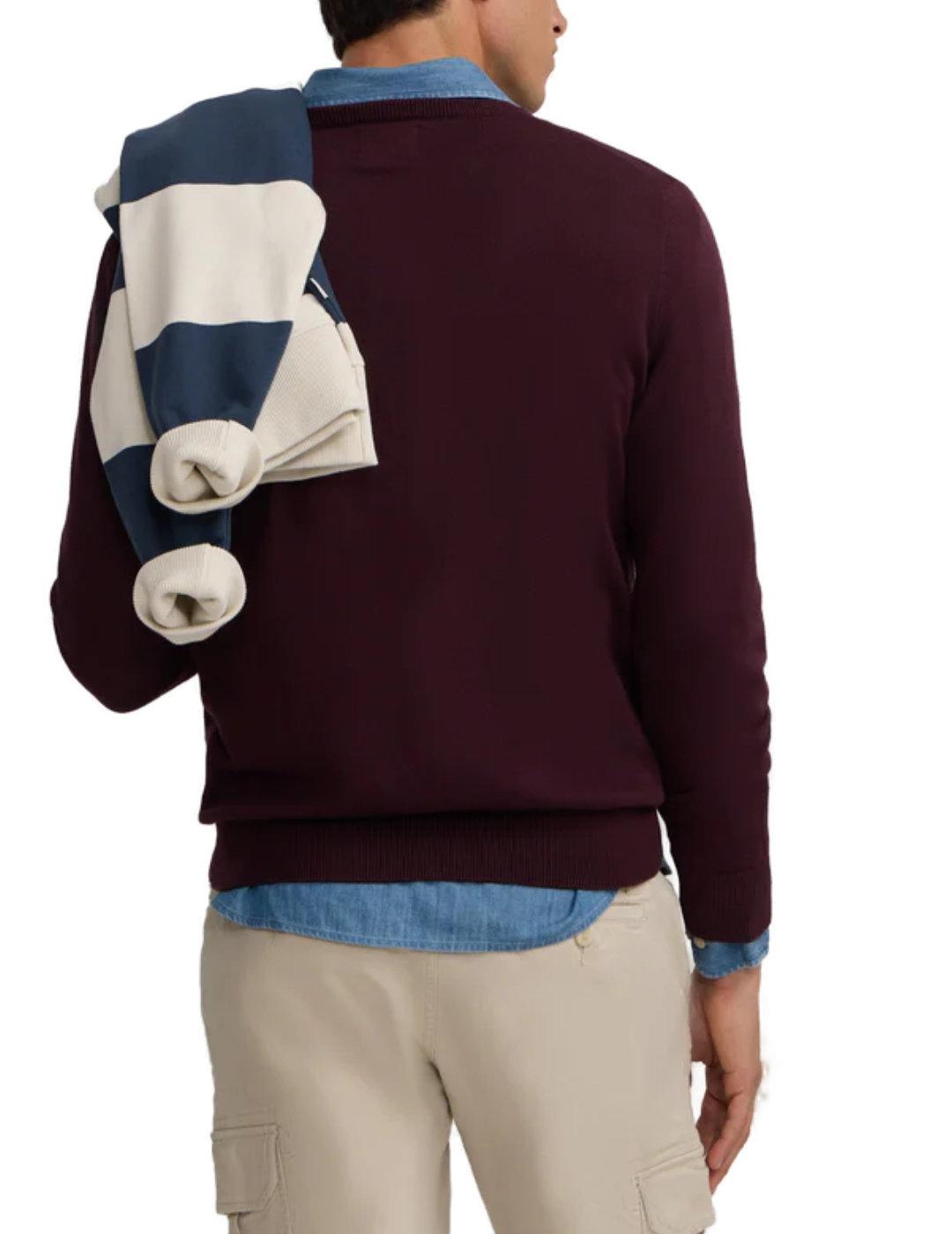 Jersey Silbon Classic redondo burdeos con cashmere de hombre