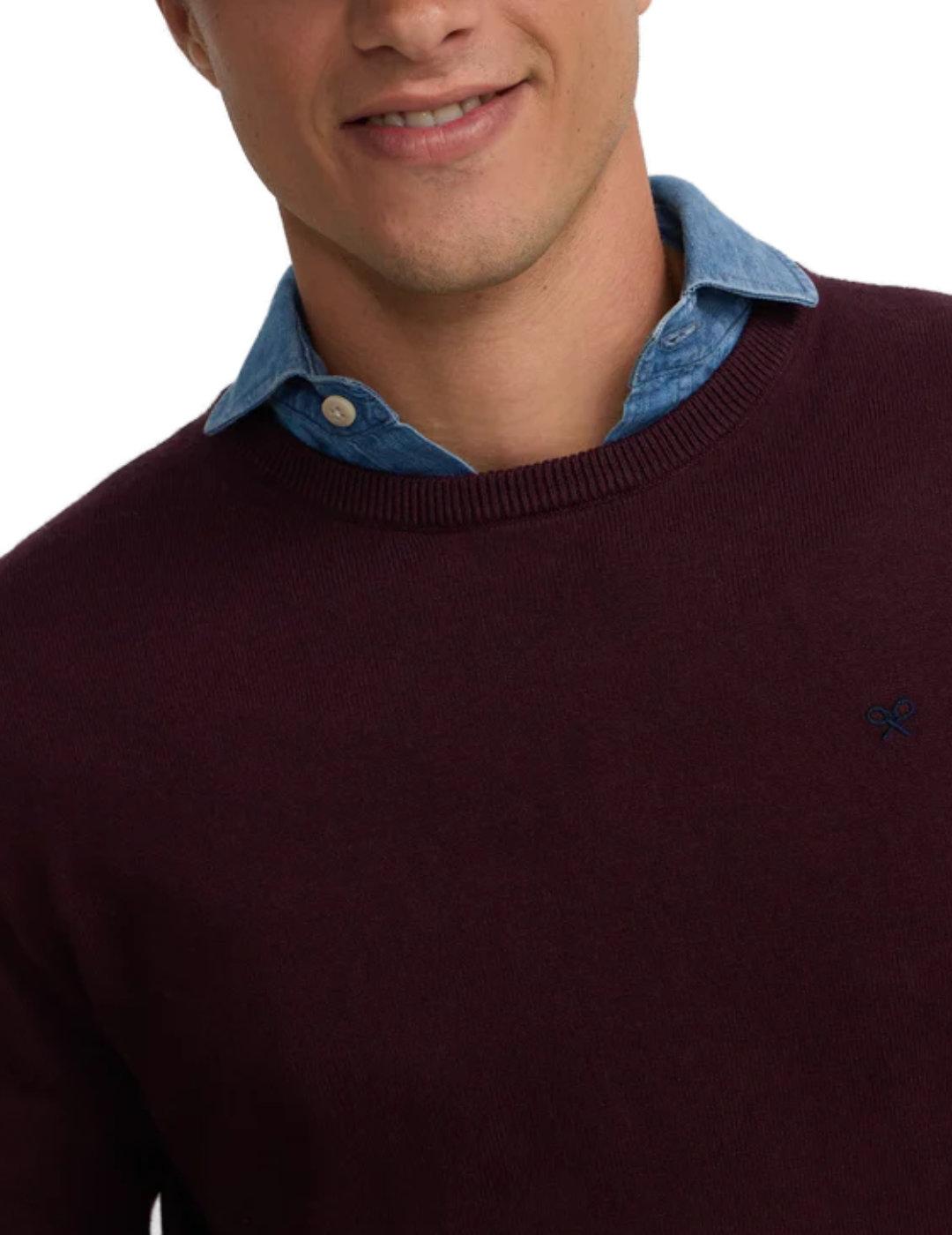 Jersey Silbon Classic redondo burdeos con cashmere de hombre