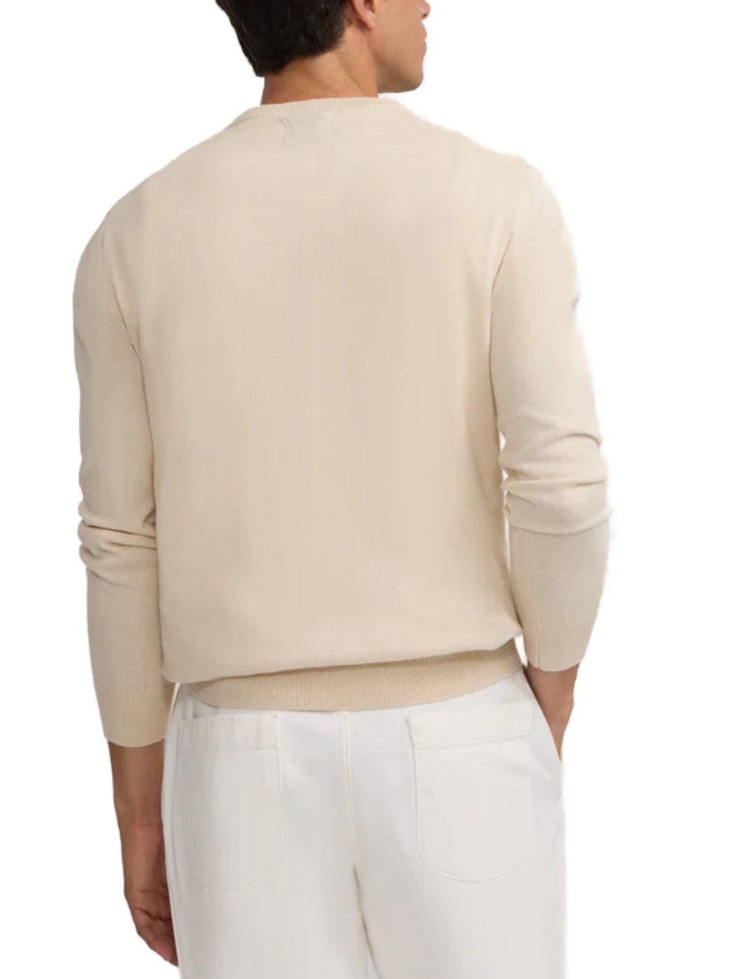 Jersey Silbon Classic beige claro cuello redondo para hombre