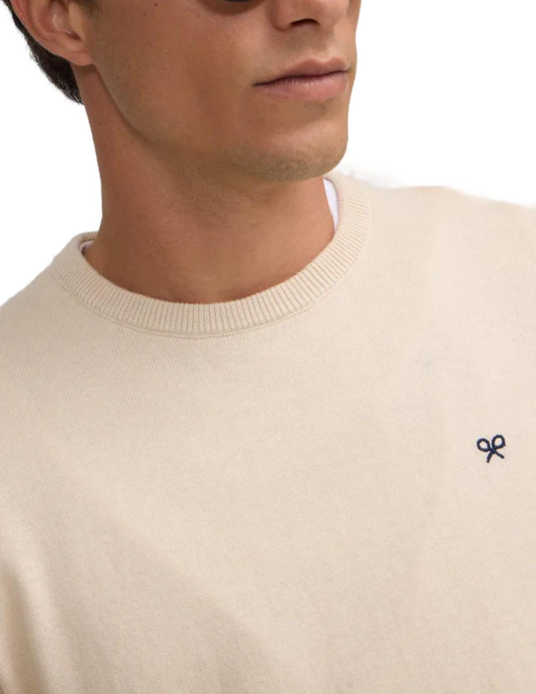 Jersey Silbon Classic beige claro cuello redondo para hombre