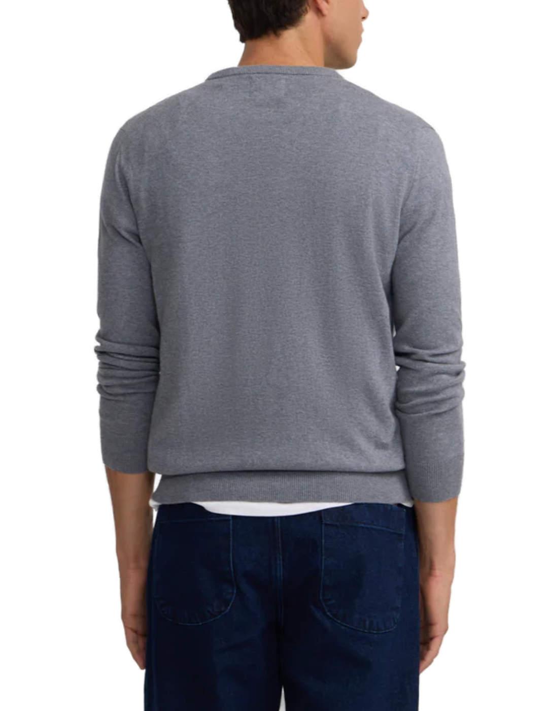 Jersey Silbon Classic cuello gris con cashmere de hombre