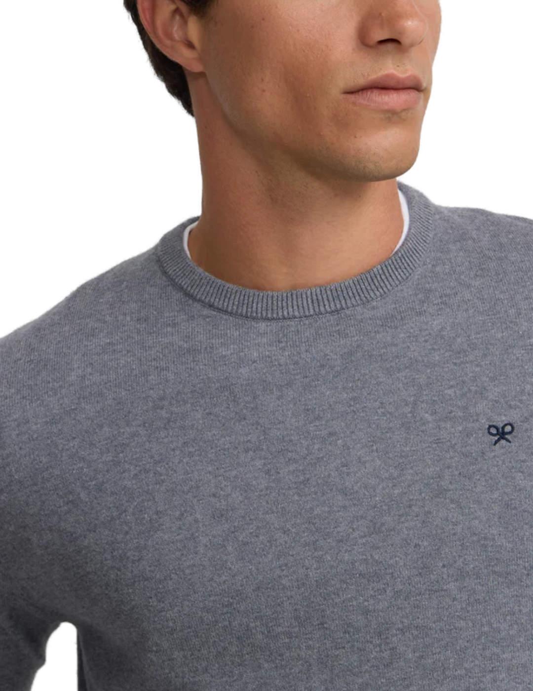 Jersey Silbon Classic cuello gris con cashmere de hombre