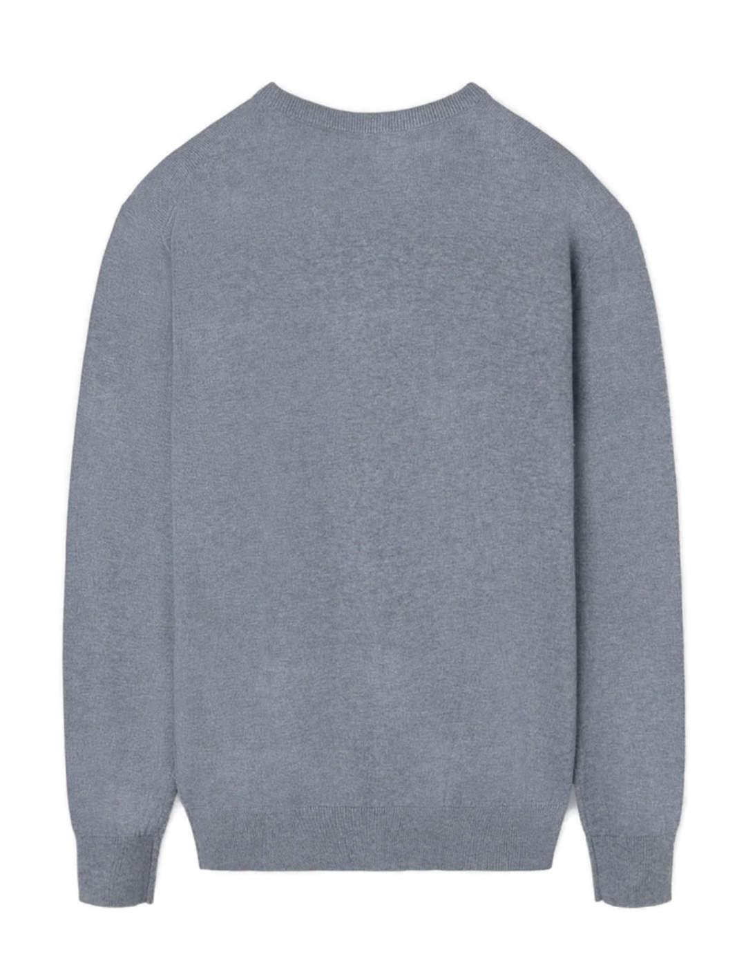 Jersey Silbon Classic cuello gris con cashmere de hombre