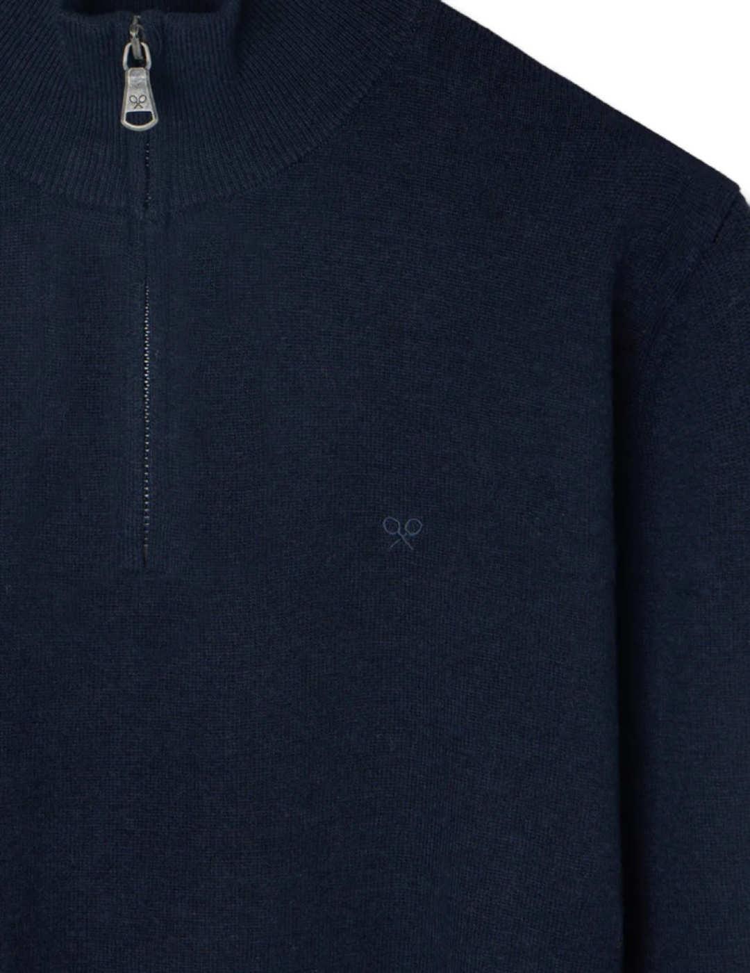 Jersey Silbon cremallera azul media cremallera para hombre