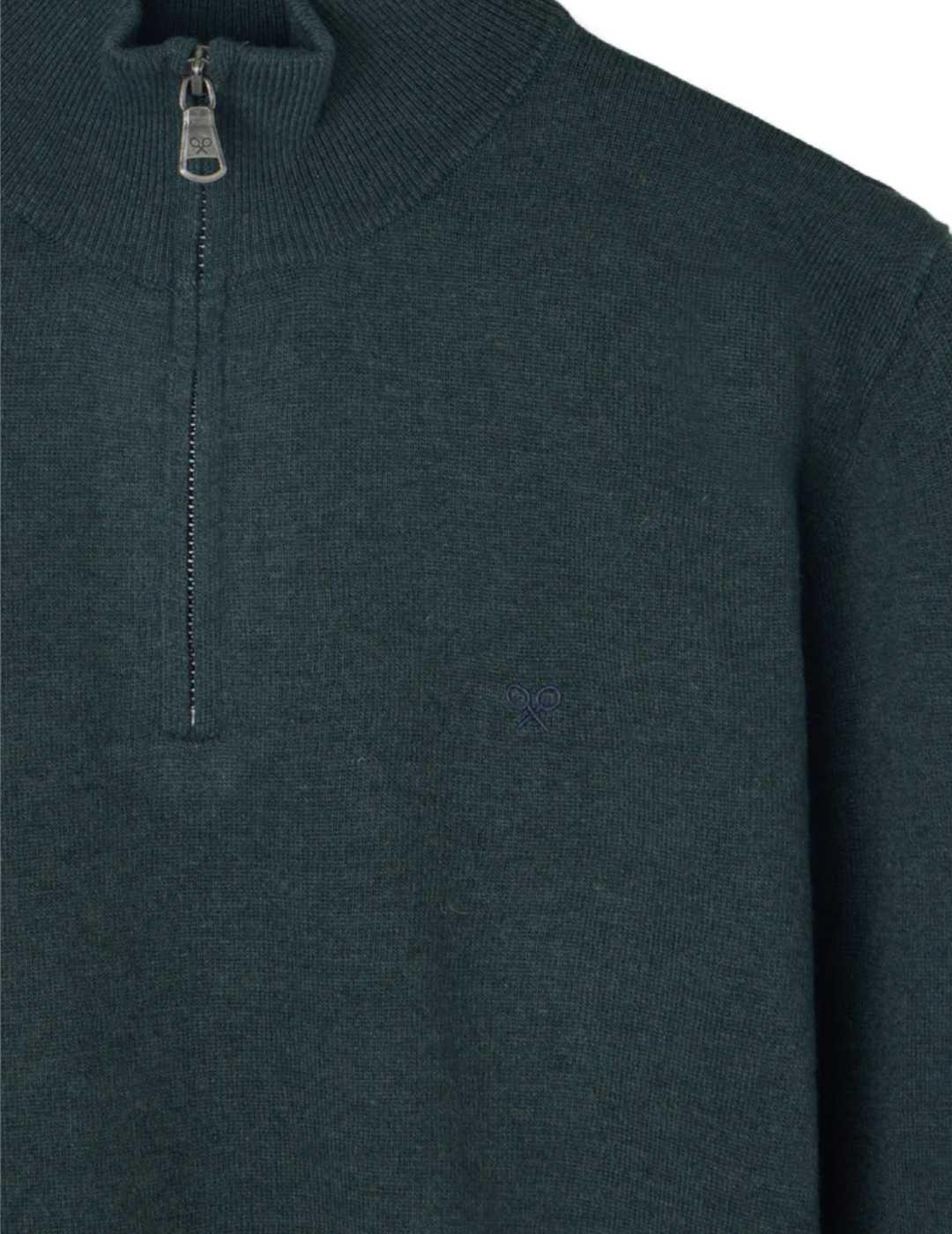 Jersey Silbon Cremallera verde media cremallera de hombre