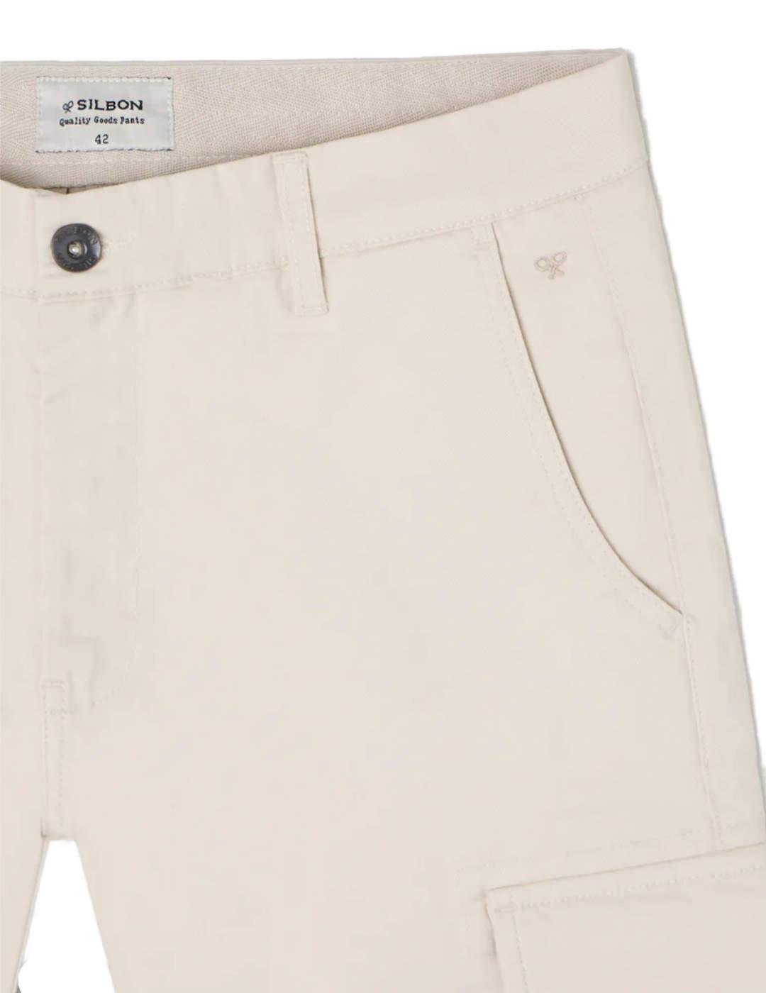 Pantalón Silbon Cargo casual color piedra Slim fit de hombre