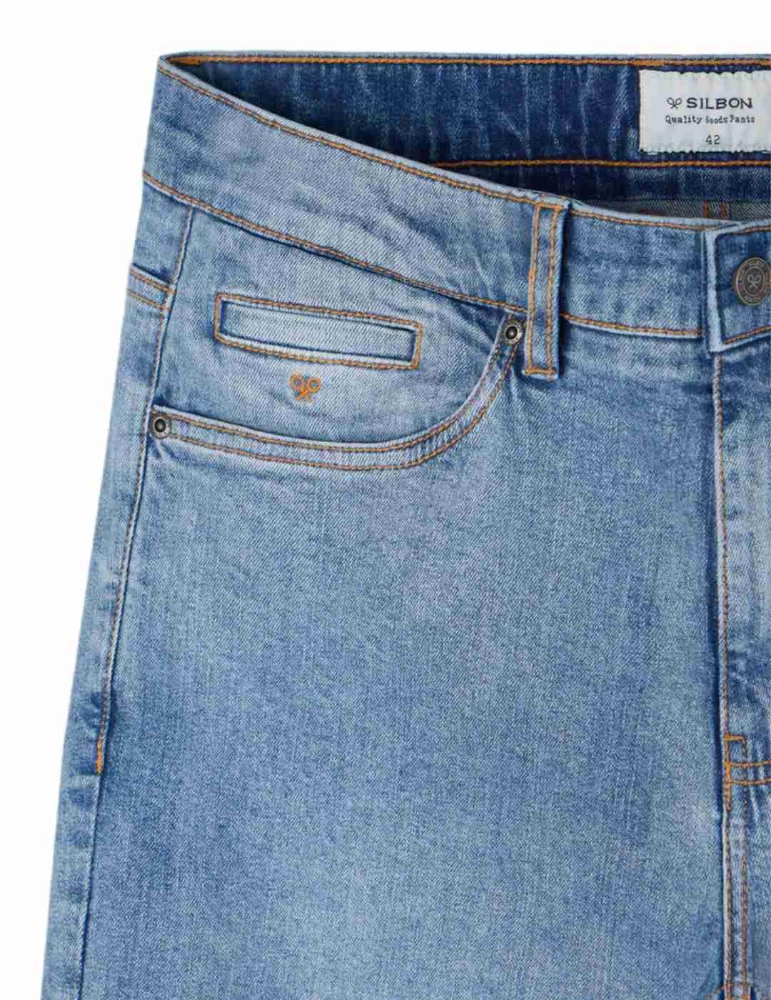 Pantalón vaquero Silbon Sport clásico azul medio para hombre