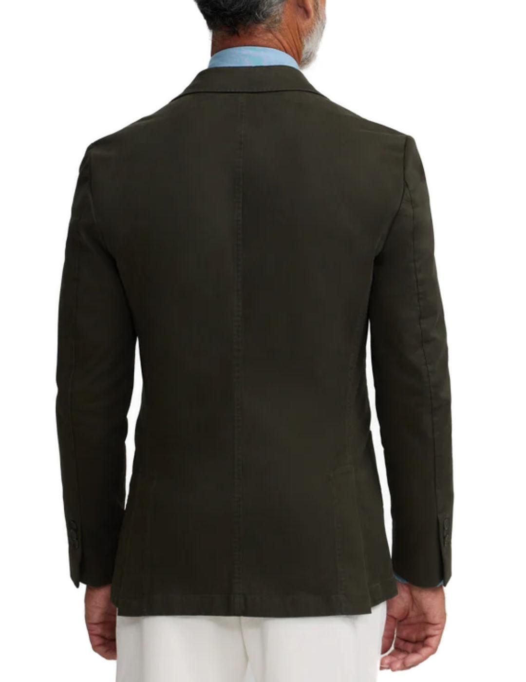 Americana Silbon Casual verde oscura cierre recto de hombre