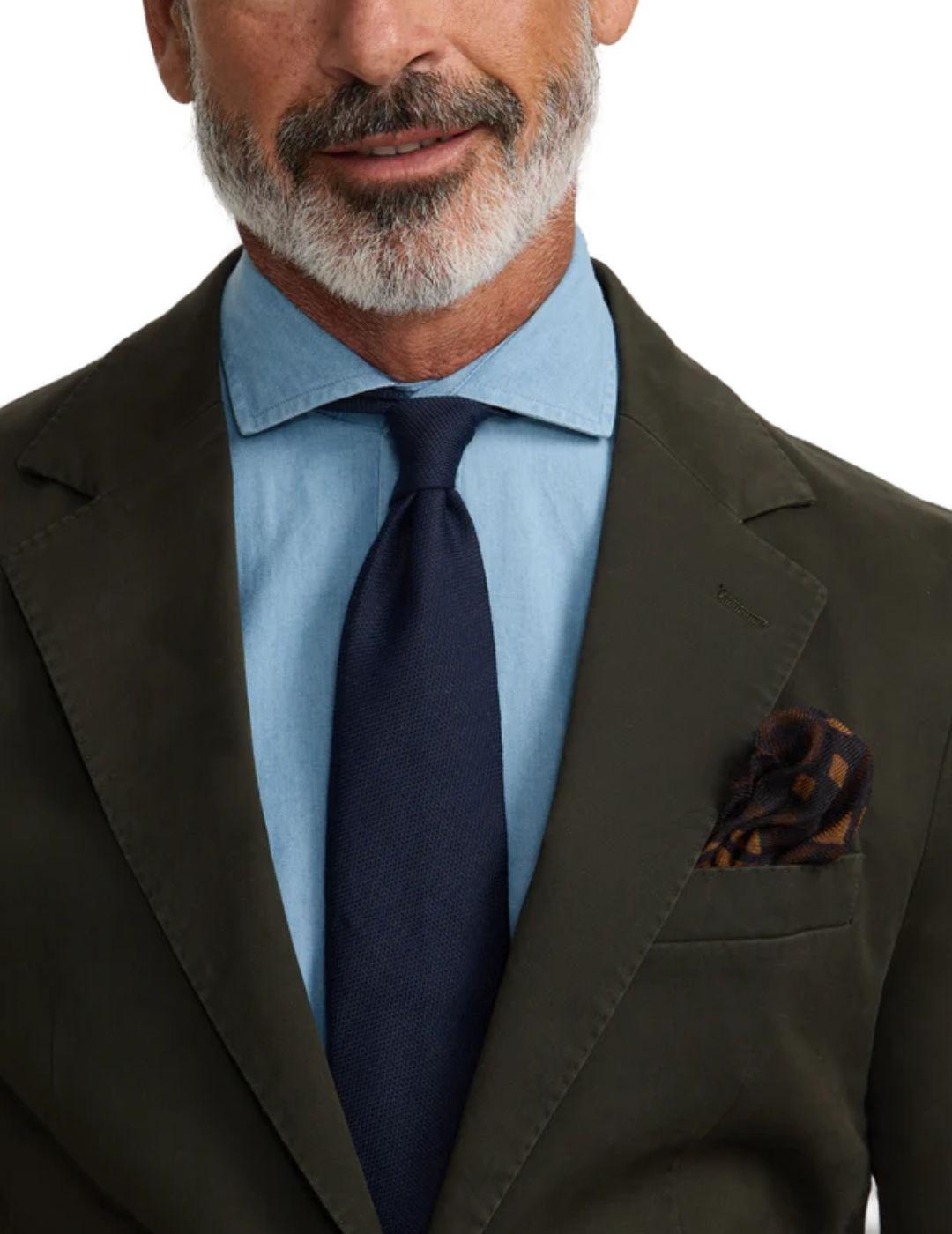 Americana Silbon Casual verde oscura cierre recto de hombre