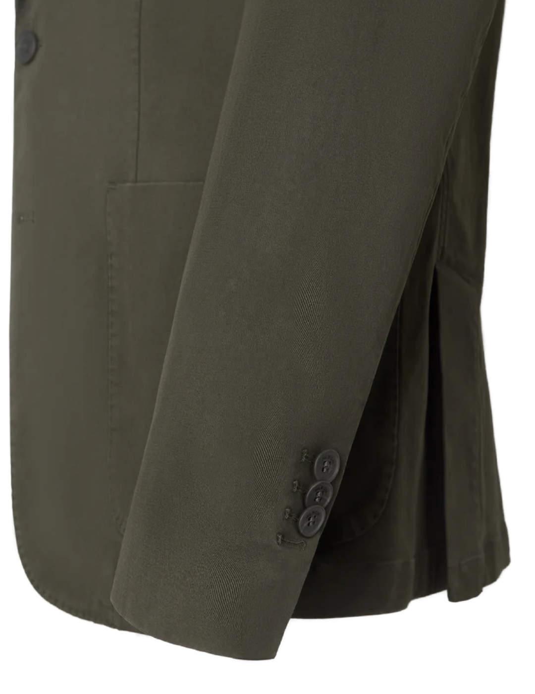 Americana Silbon Casual verde oscura cierre recto de hombre