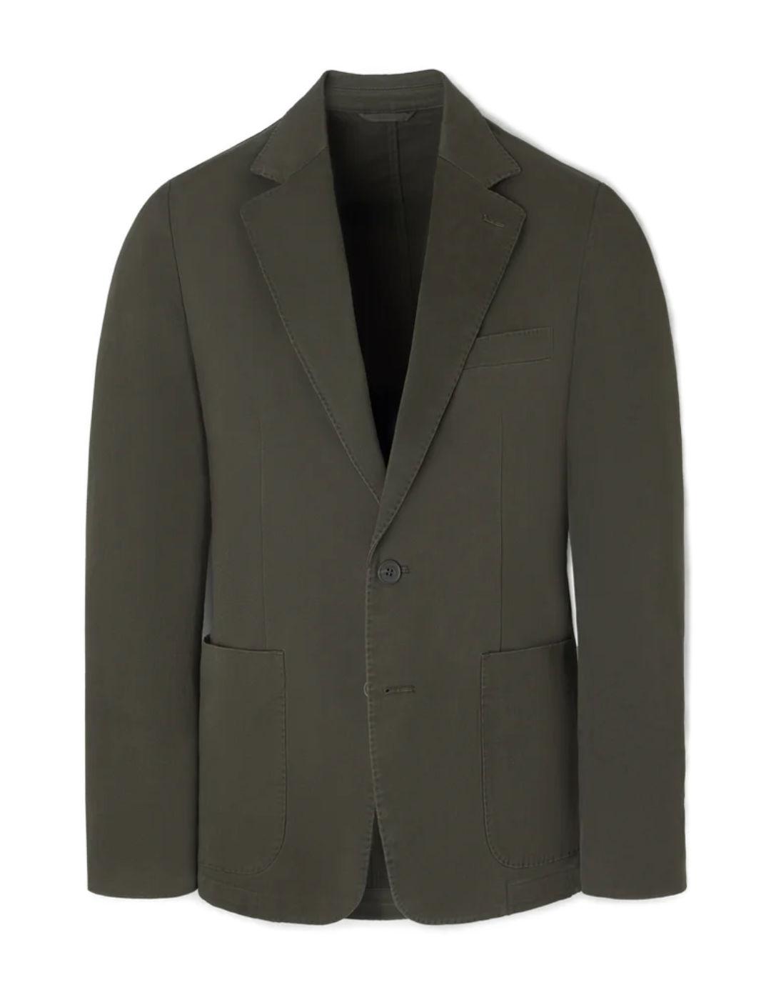 Americana Silbon Casual verde oscura cierre recto de hombre