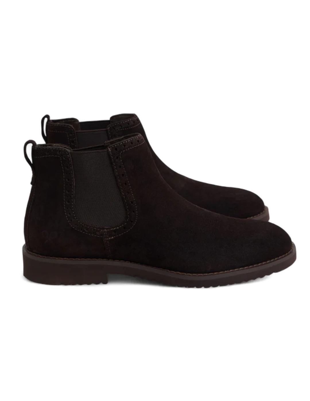 Bota Silbon Chelsea en serraje marrón oscuro de hombre