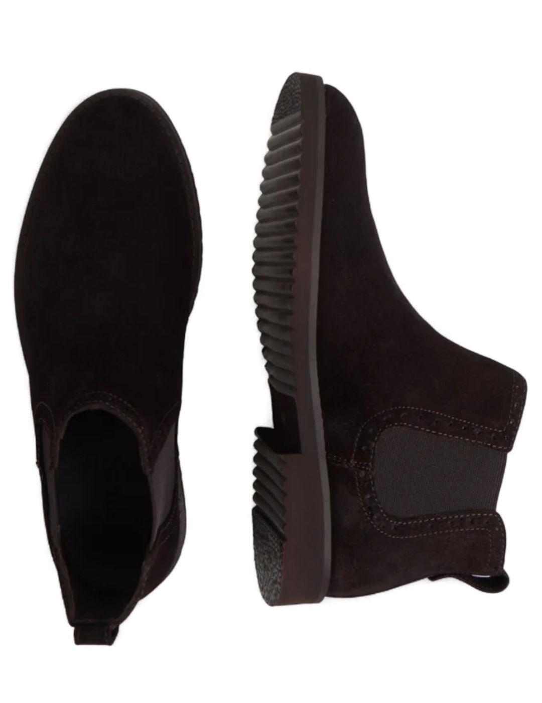 Bota Silbon Chelsea en serraje marrón oscuro de hombre