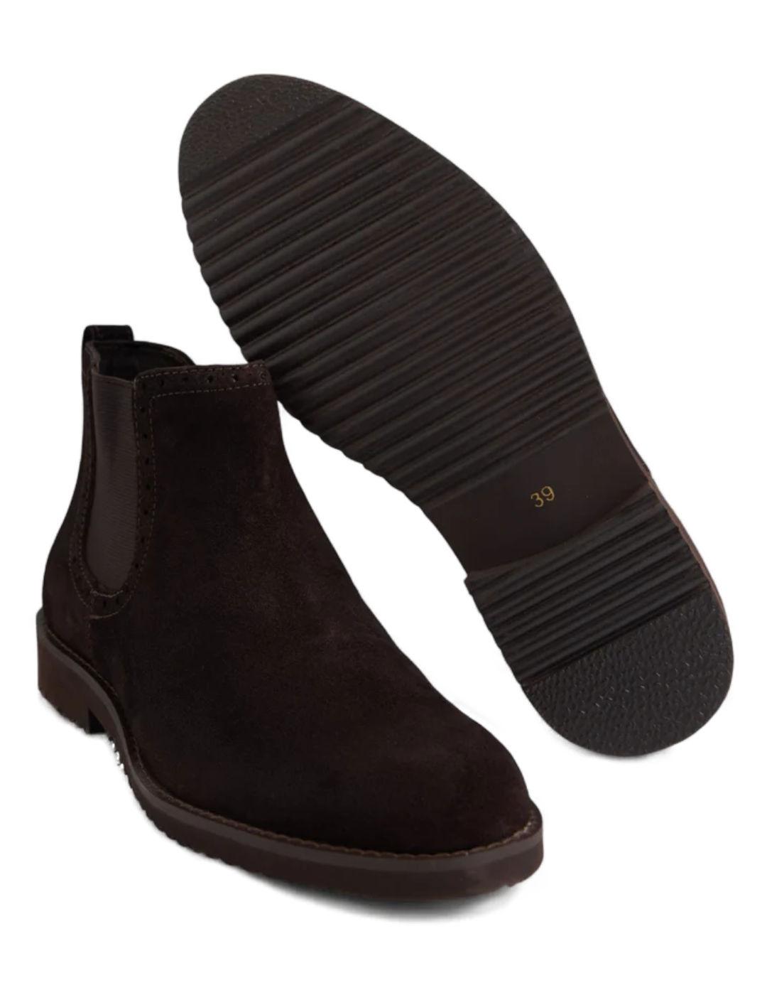 Bota Silbon Chelsea en serraje marrón oscuro de hombre