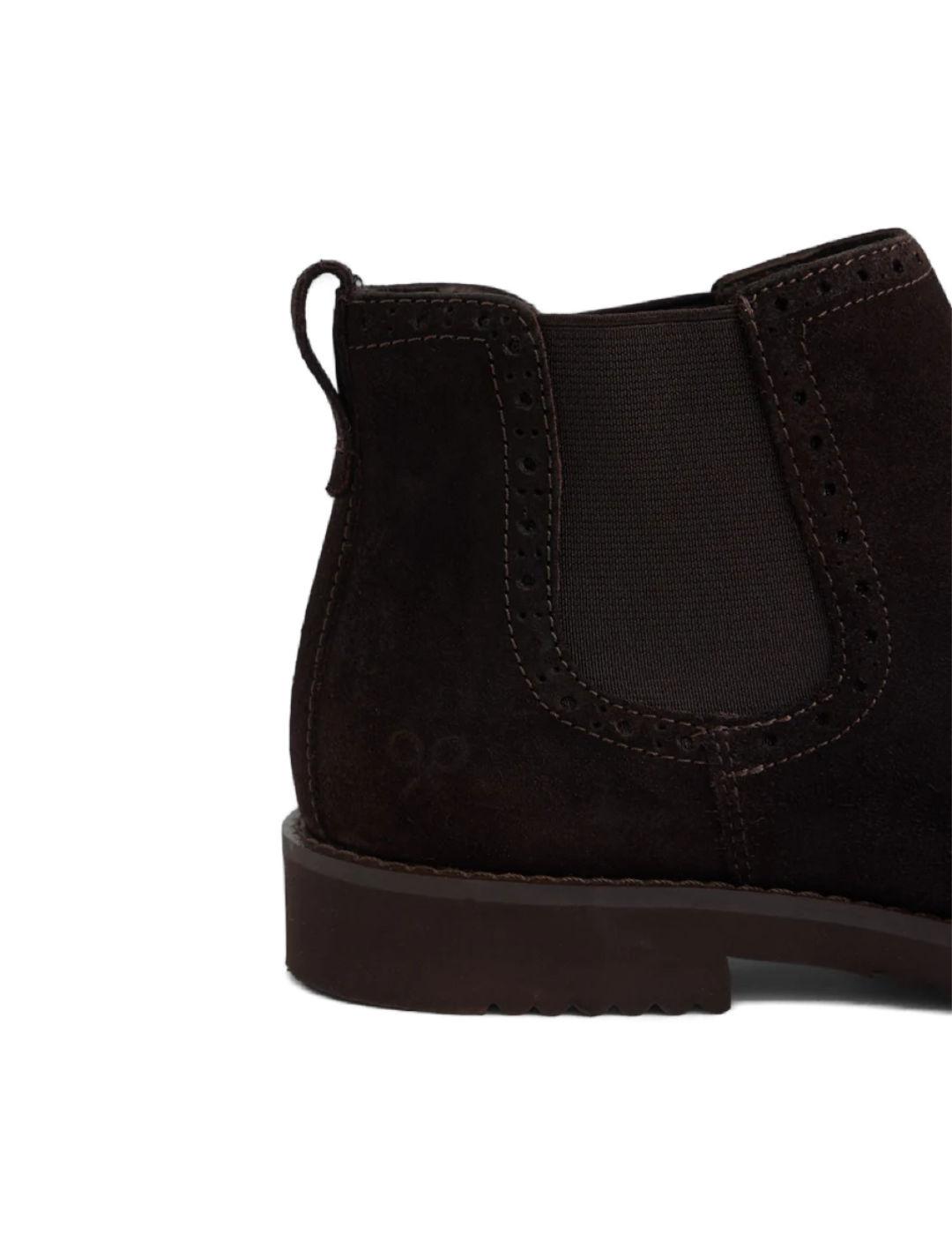 Bota Silbon Chelsea en serraje marrón oscuro de hombre