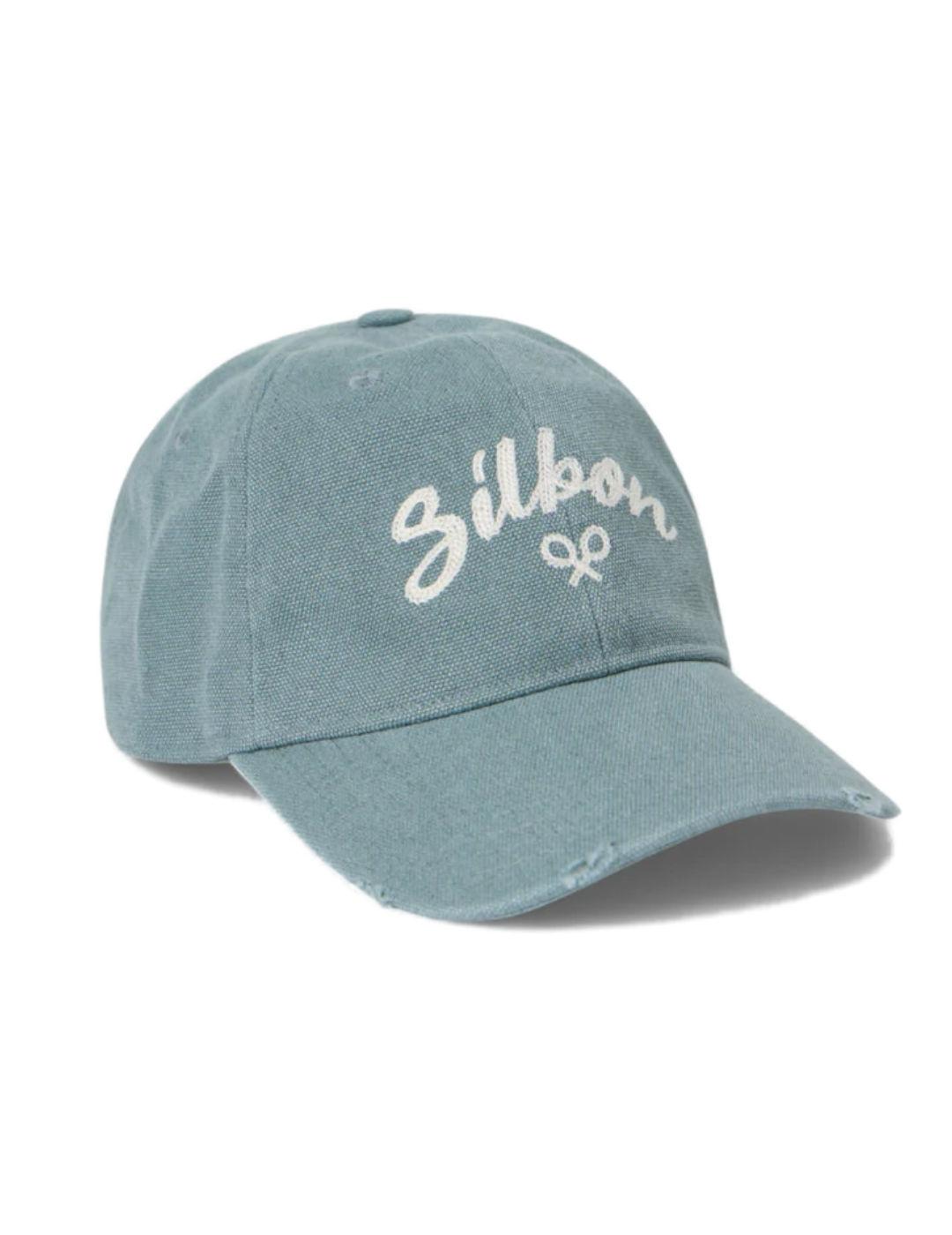 Gorra Silbon Desgastada verde agua logo bordado para hombre