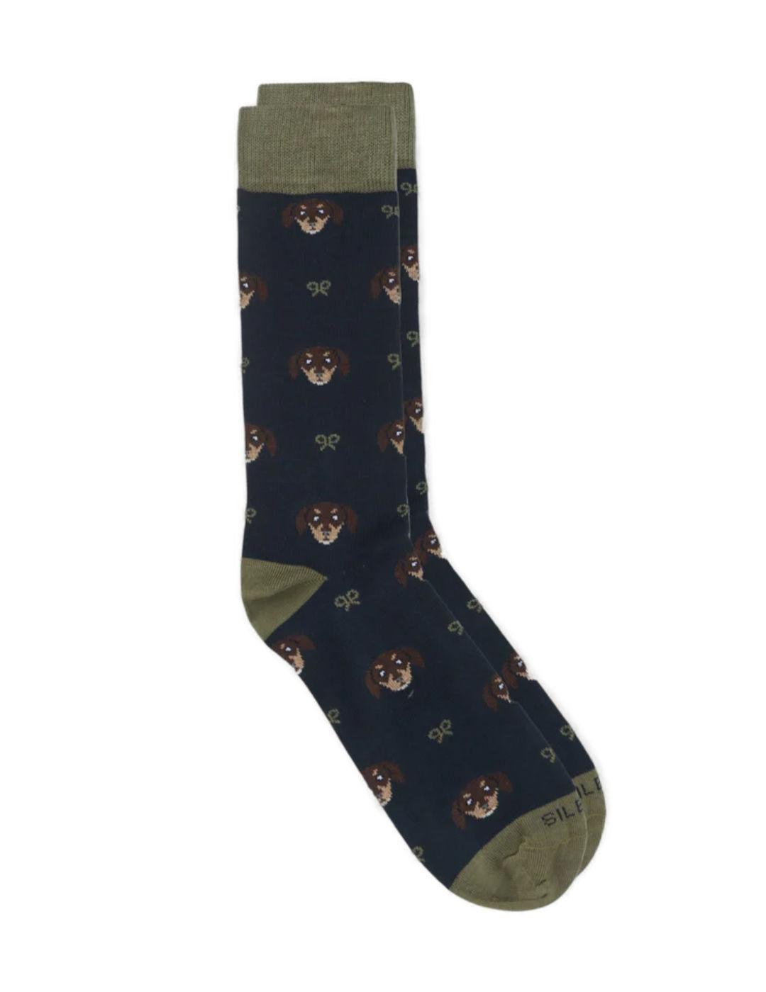 Calcetines Silbon dog raquetas azul para hombre