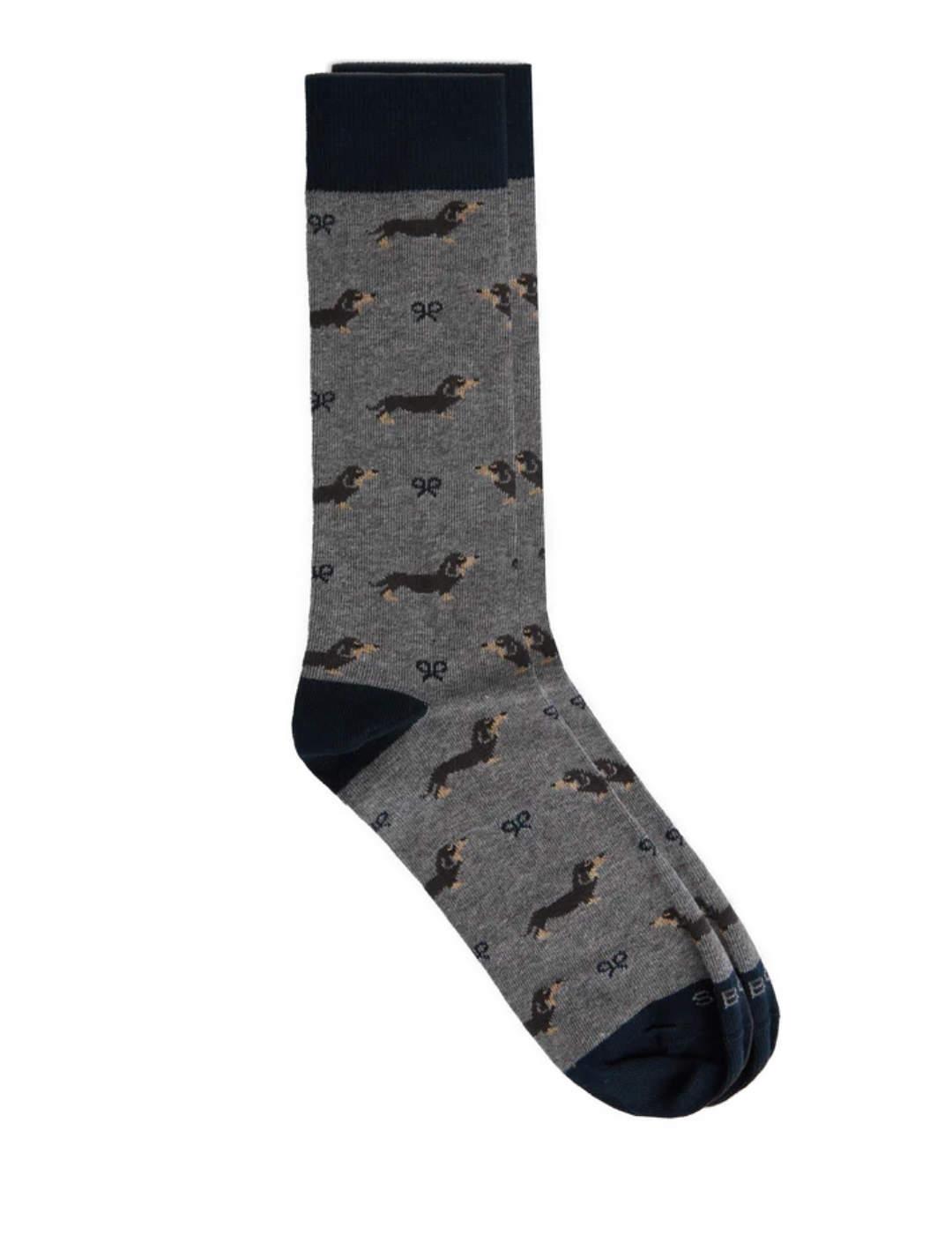 Calcetines altos Silbon doggy gris para  hombre