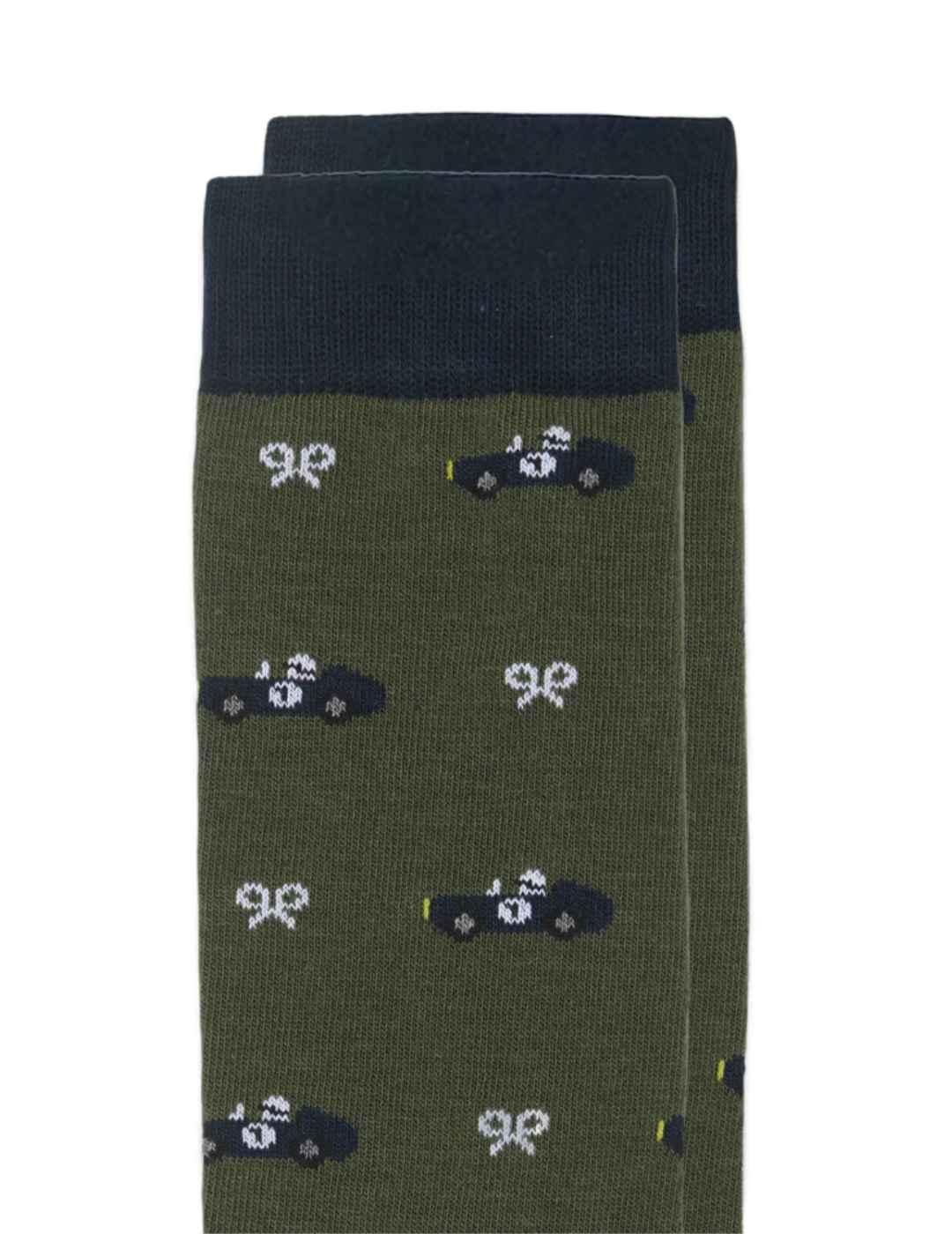 Calcetines Silbon race car verde para hombre