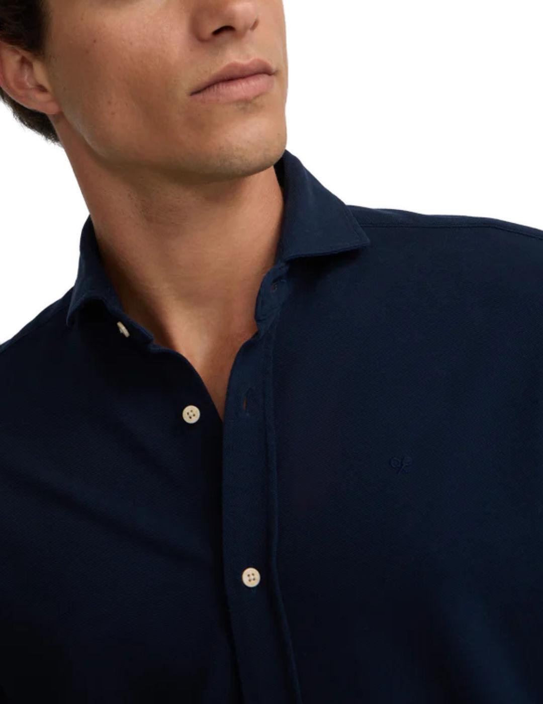 Camisa Silbon sport micropique marino Regular fi para hombre