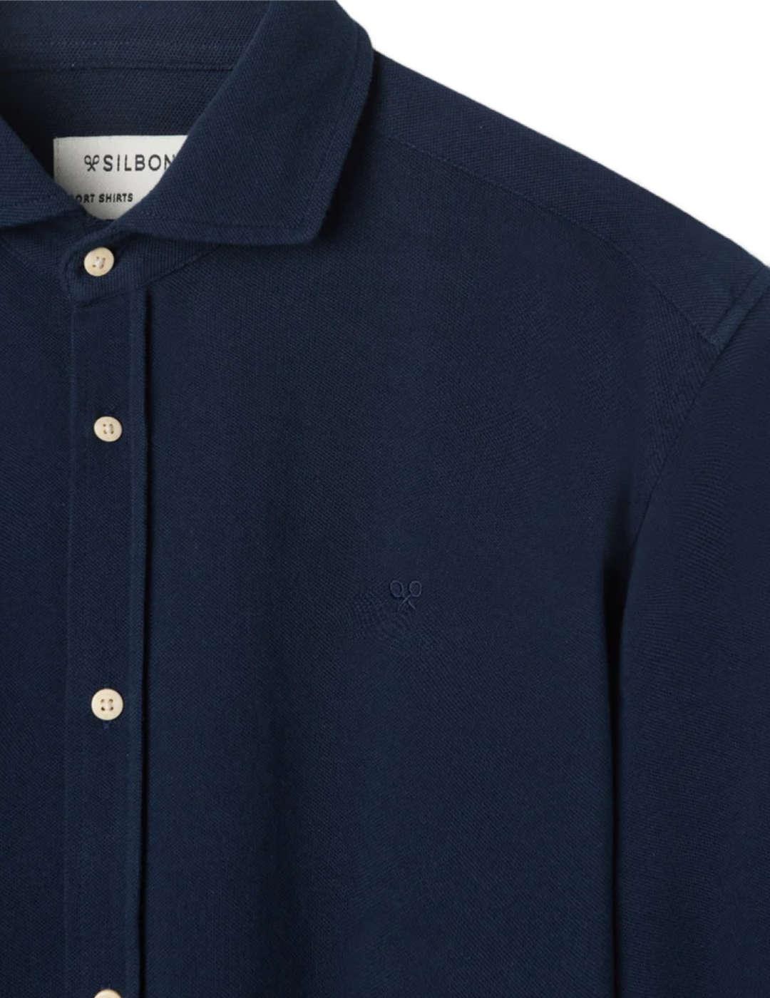 Camisa Silbon sport micropique marino Regular fi para hombre