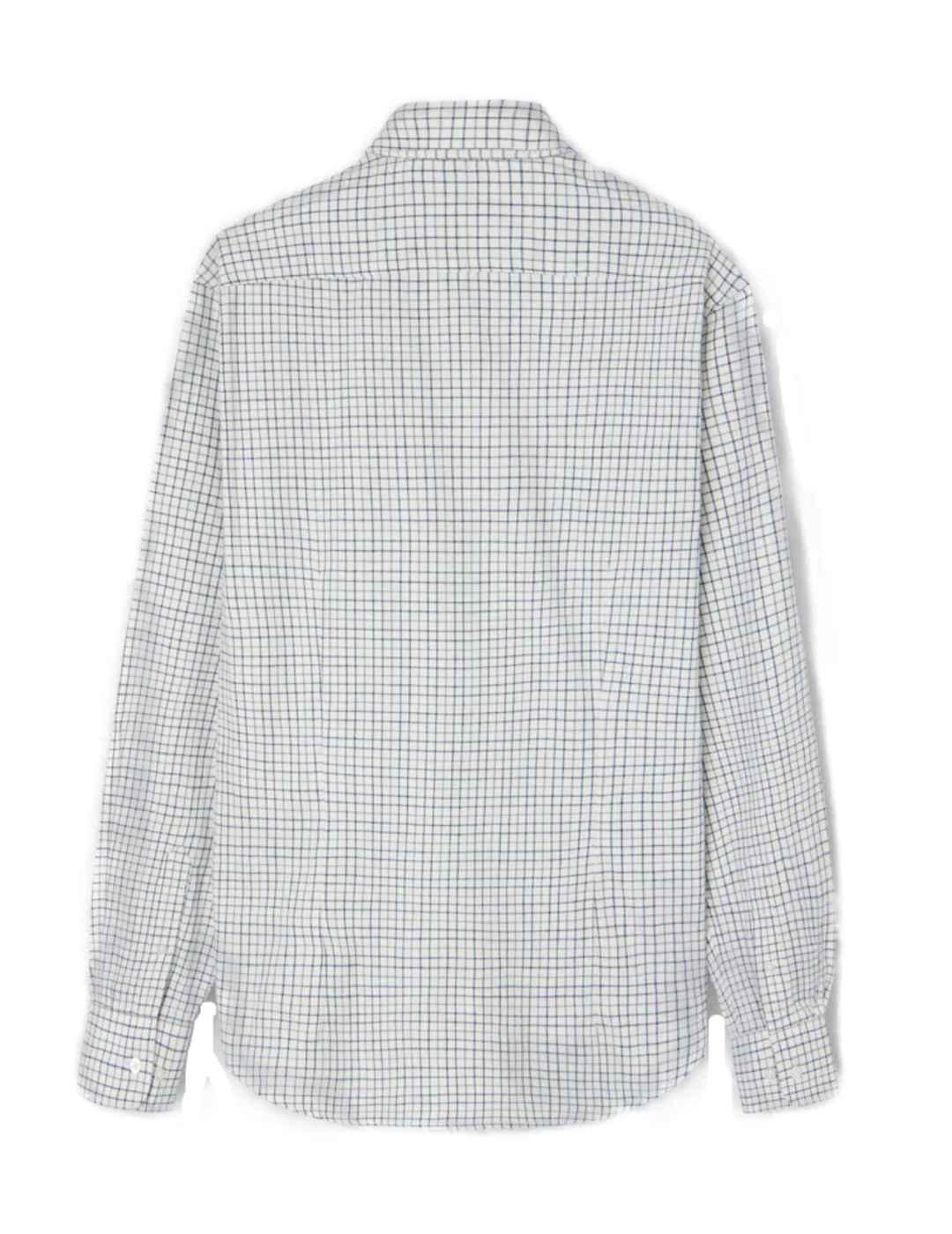 Camisa Silbon sport blanca cuadros marino gris para hombre