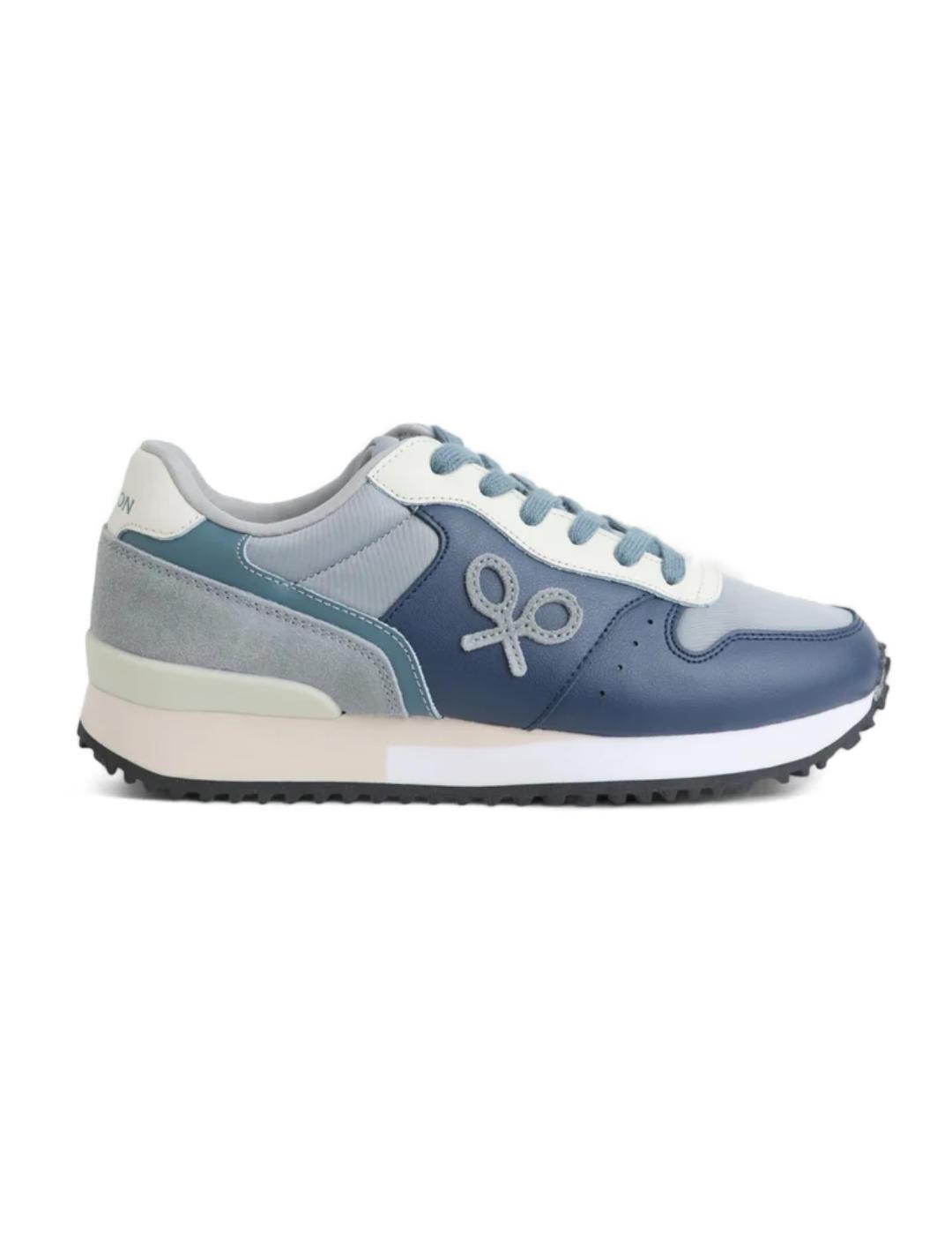 Zapatilla Silbon runnig sport gris y azul logo para hombre