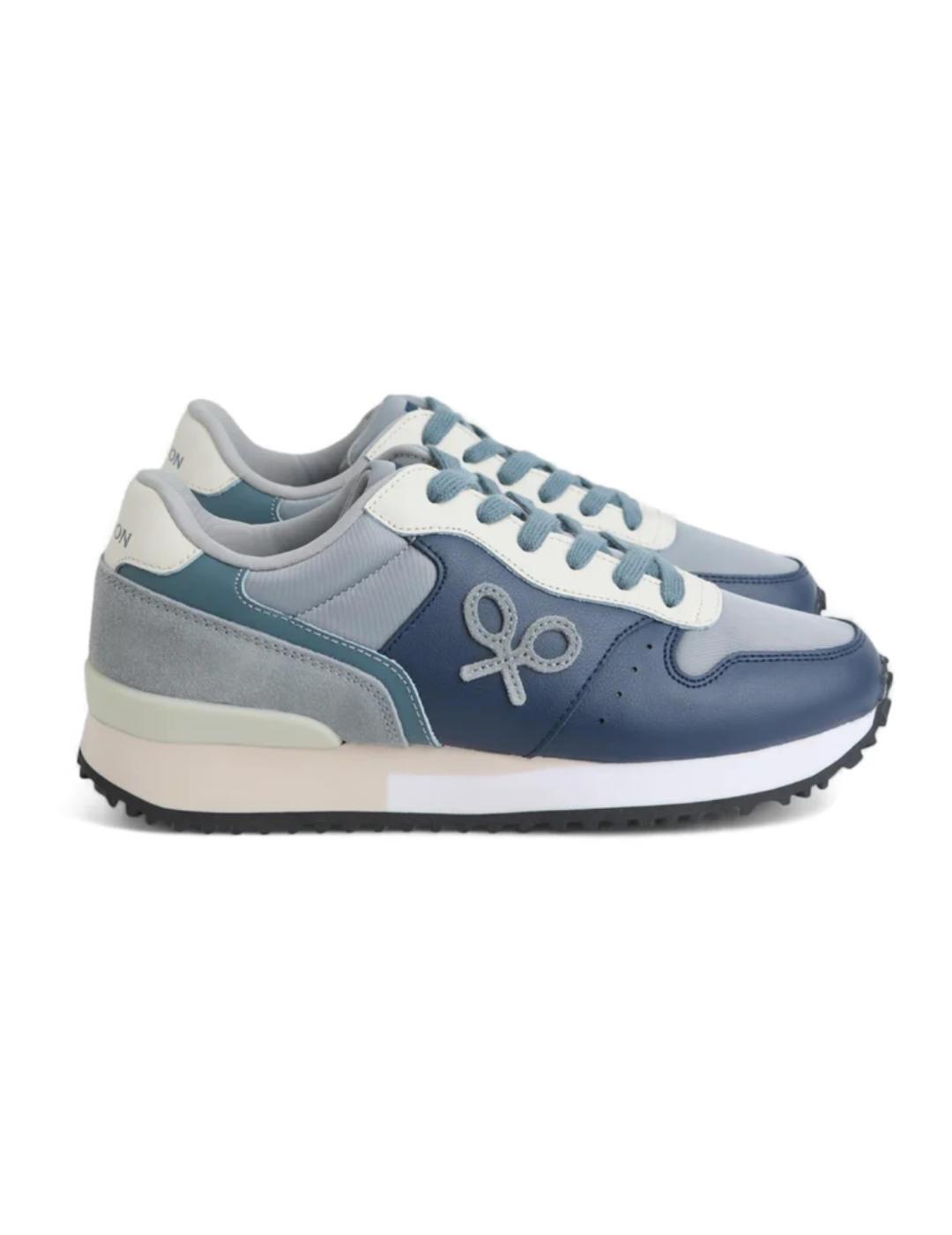 Zapatilla Silbon runnig sport gris y azul logo para hombre