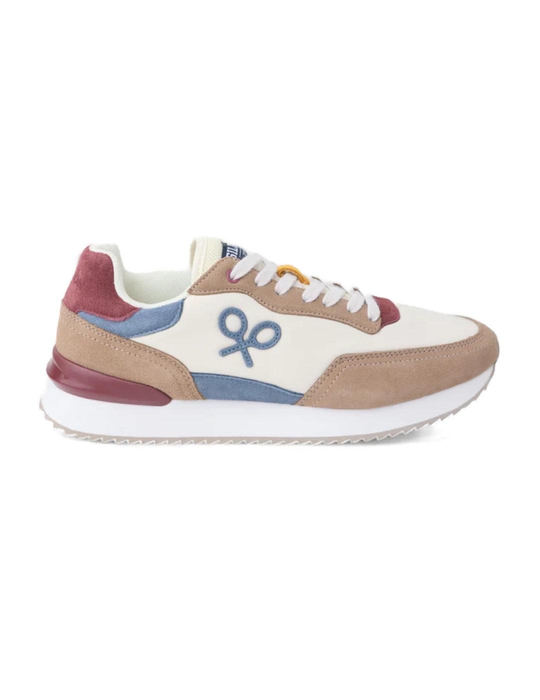 Zapatilla Silbon running multicolor beige y azul para hombre
