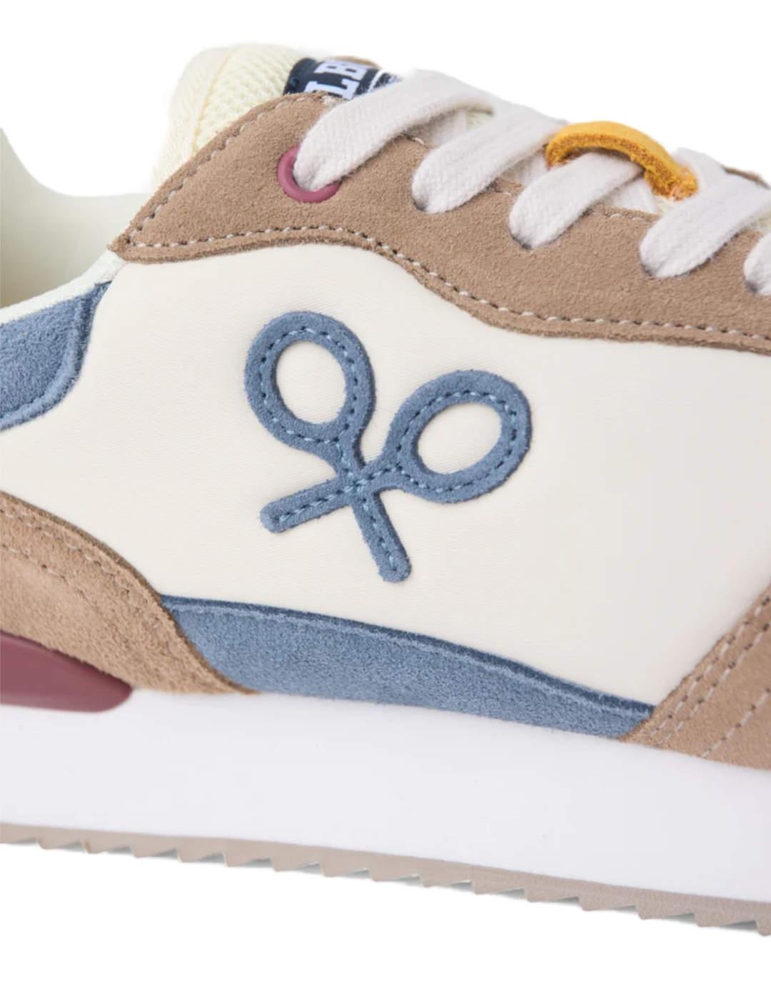 Zapatilla Silbon running multicolor beige y azul para hombre