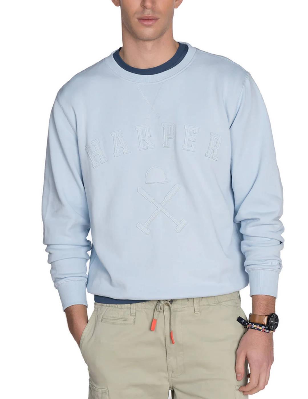 Sudadera Harper&Neyer Brooklyn celeste sin capucha de hombre