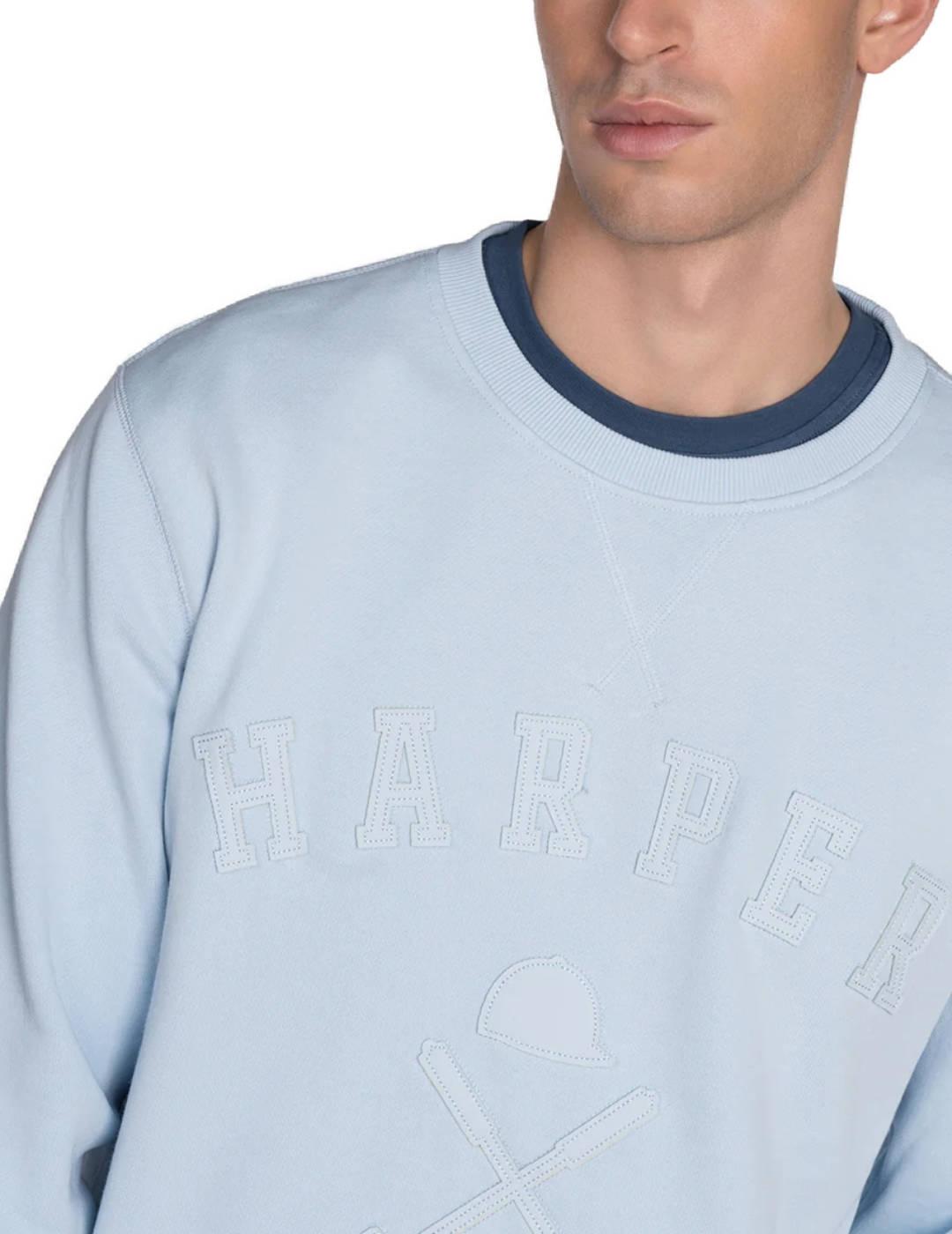 Sudadera Harper&Neyer Brooklyn celeste sin capucha de hombre