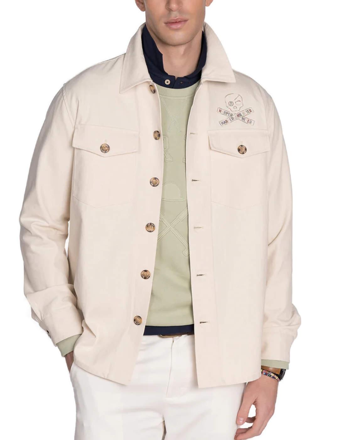 Sobrecamisa Harper&Neyer Skull beige logo para hombre