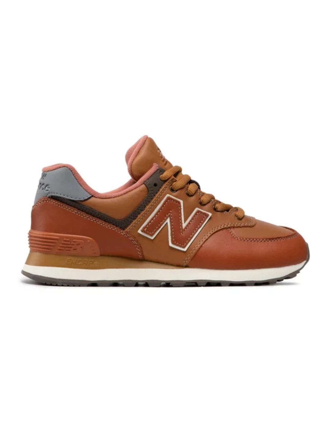 Zapatillas New Balance ML574OMA camel piel para hombre