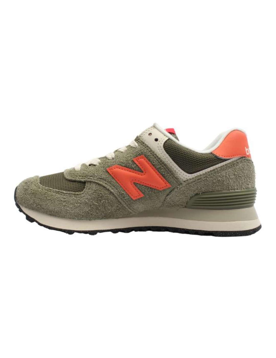 Zapatillas New Balance U574BGR verde naranja ante de hombre