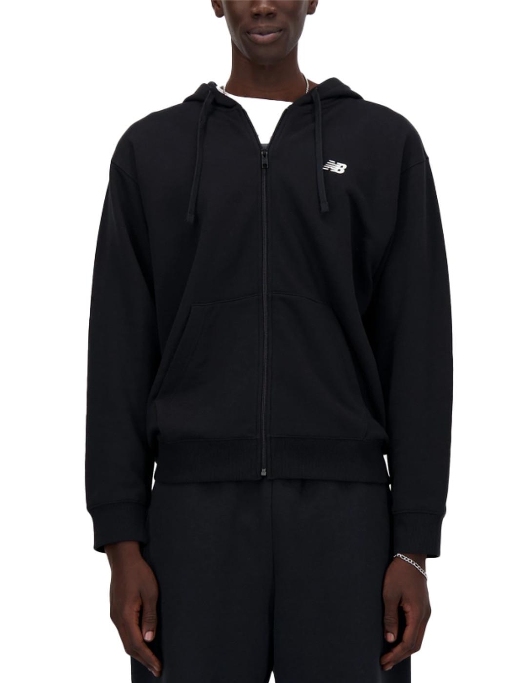 Sudadera New Balance negra capucha con cremallera de hombre